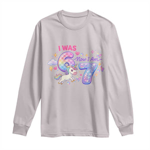 I Was 6 Now I Am 7 Long Sleeve Shirt Funny Birthday Alpha Kids TS12 Ice Gray Print Your Wear