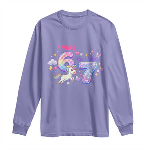 I Was 6 Now I Am 7 Long Sleeve Shirt Funny Birthday Alpha Kids TS12 Violet Print Your Wear