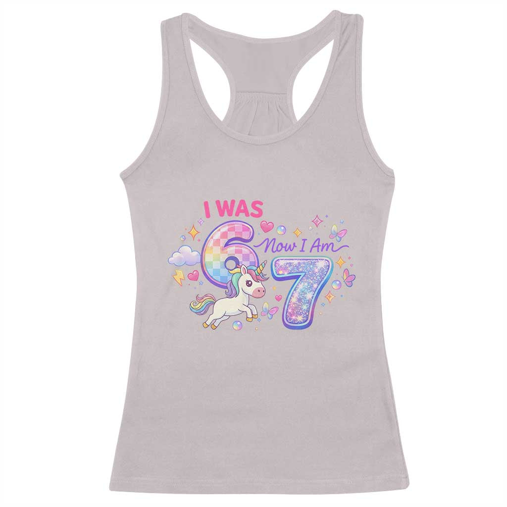 I Was 6 Now I Am 7 Racerback Tank Top Funny Birthday Alpha Kids TS12 Ice Gray Print Your Wear