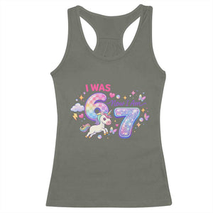 I Was 6 Now I Am 7 Racerback Tank Top Funny Birthday Alpha Kids TS12 Military Green Print Your Wear