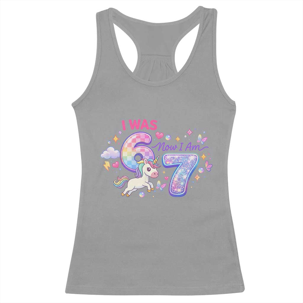 I Was 6 Now I Am 7 Racerback Tank Top Funny Birthday Alpha Kids TS12 Sport Gray Print Your Wear