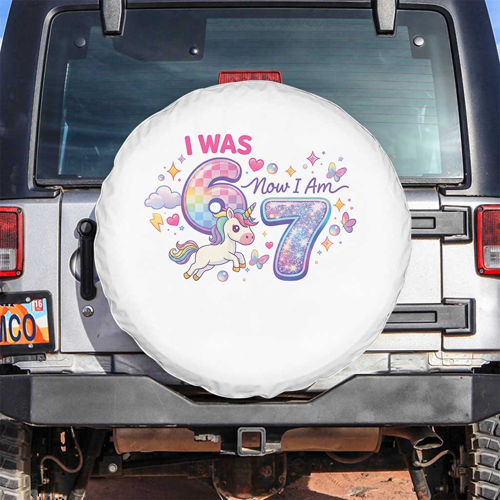 I Was 6 Now I Am 7 Spare Tire Cover Funny Birthday Alpha Kids TS12 No hole Black Print Your Wear