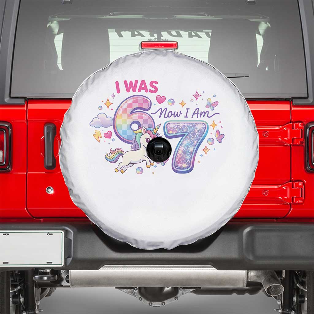 I Was 6 Now I Am 7 Spare Tire Cover Funny Birthday Alpha Kids TS12 Black Print Your Wear
