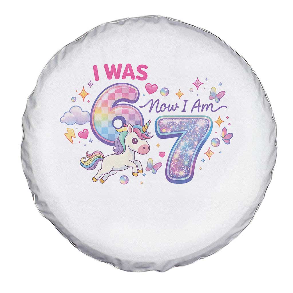 I Was 6 Now I Am 7 Spare Tire Cover Funny Birthday Alpha Kids TS12 Print Your Wear
