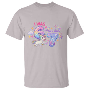 I Was 6 Now I Am 7 T Shirt Funny Birthday Alpha Kids TS12 Ice Gray Print Your Wear