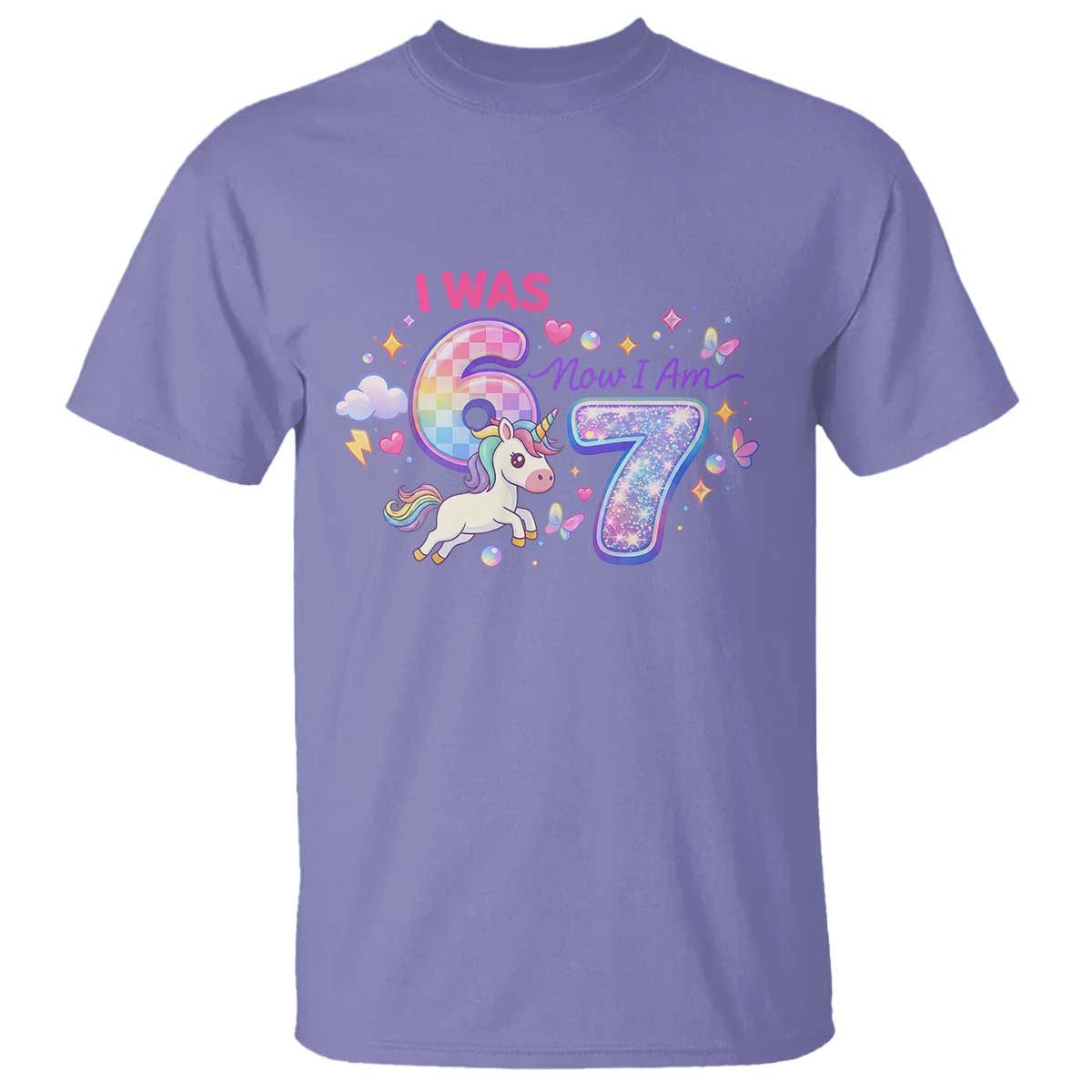 I Was 6 Now I Am 7 T Shirt Funny Birthday Alpha Kids TS12 Violet Print Your Wear