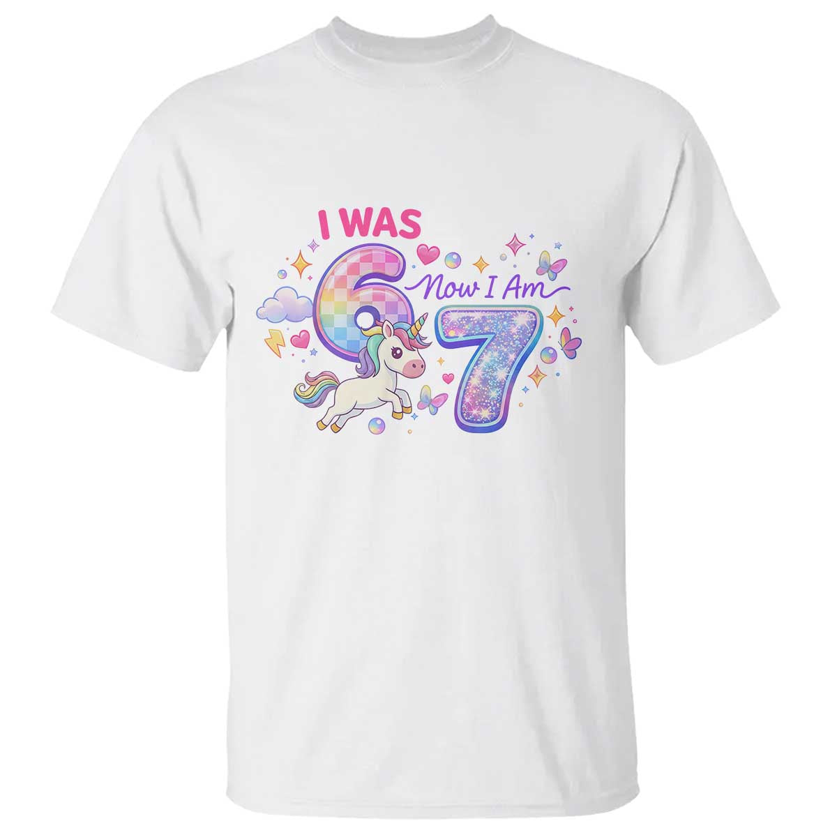 I Was 6 Now I Am 7 T Shirt Funny Birthday Alpha Kids TS12 White Print Your Wear