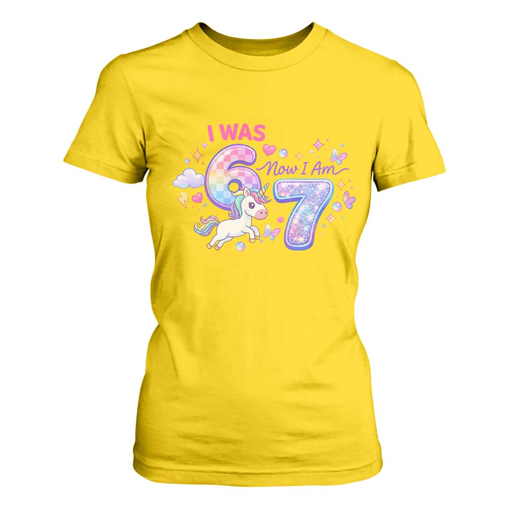 I Was 6 Now I Am 7 T Shirt For Women Funny Birthday Alpha Kids TS12 Daisy Print Your Wear