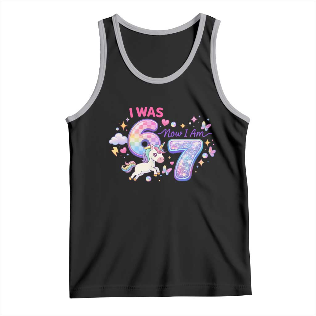 I Was 6 Now I Am 7 Tank Top Funny Birthday Alpha Kids TS12 Black Athletic Heather Print Your Wear