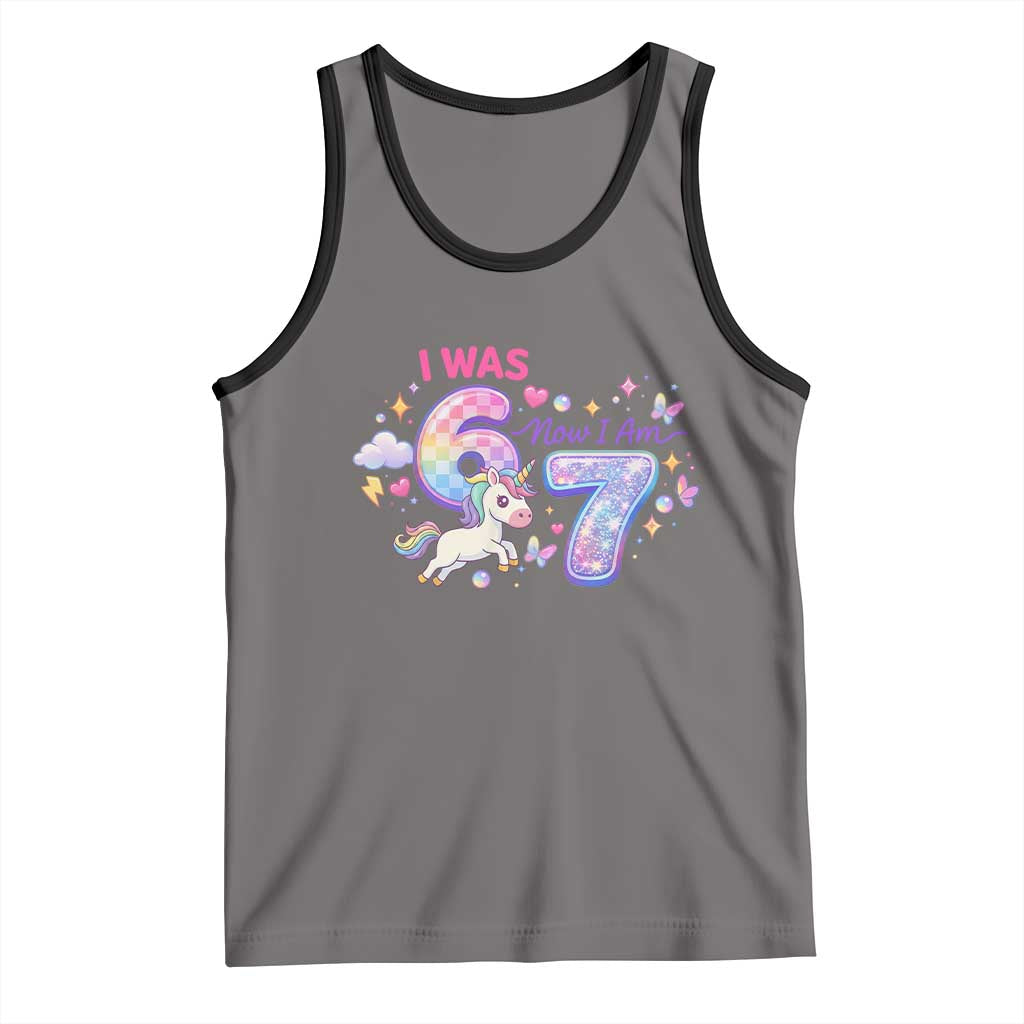 I Was 6 Now I Am 7 Tank Top Funny Birthday Alpha Kids TS12 Deep Heather Black Print Your Wear