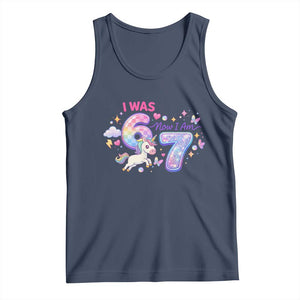I Was 6 Now I Am 7 Tank Top Funny Birthday Alpha Kids TS12 Navy Print Your Wear