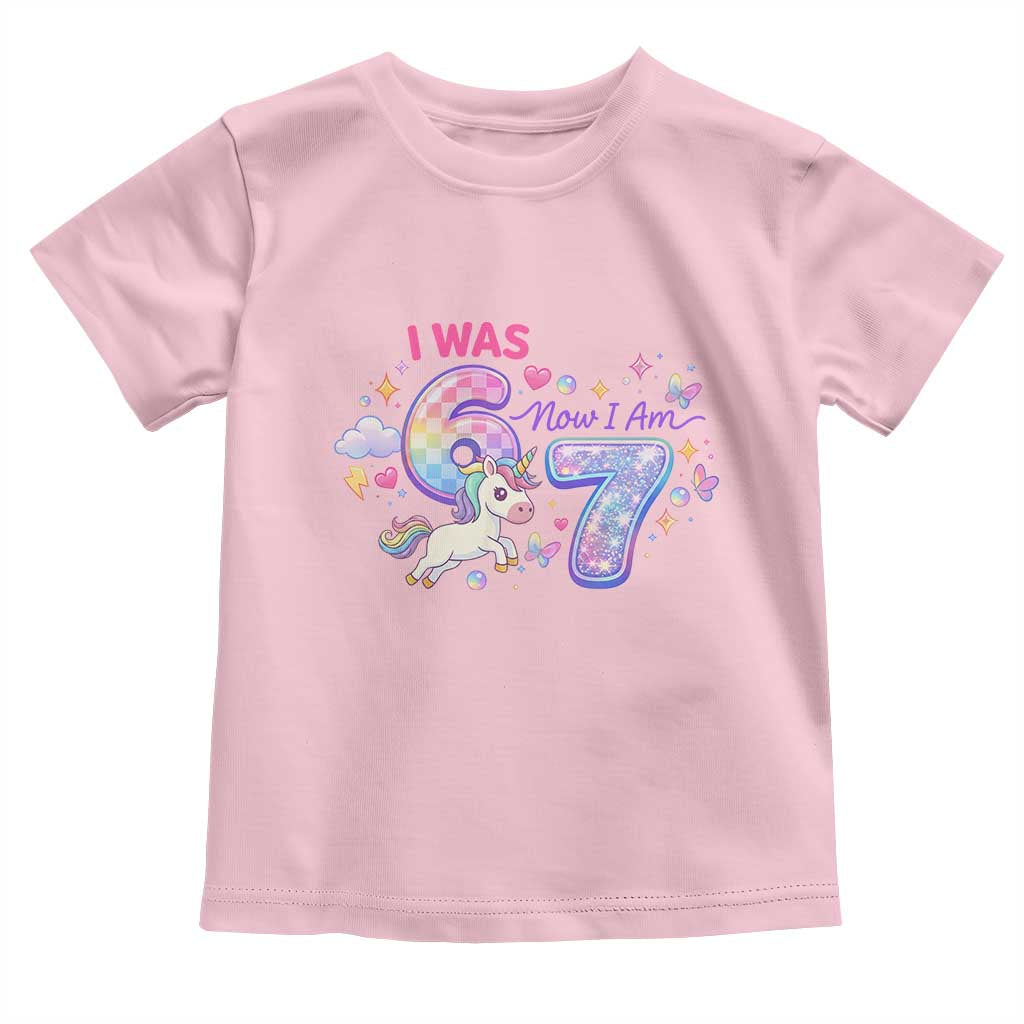 I Was 6 Now I Am 7 Toddler T Shirt Funny Birthday Alpha Kids TS12 Light Pink Print Your Wear