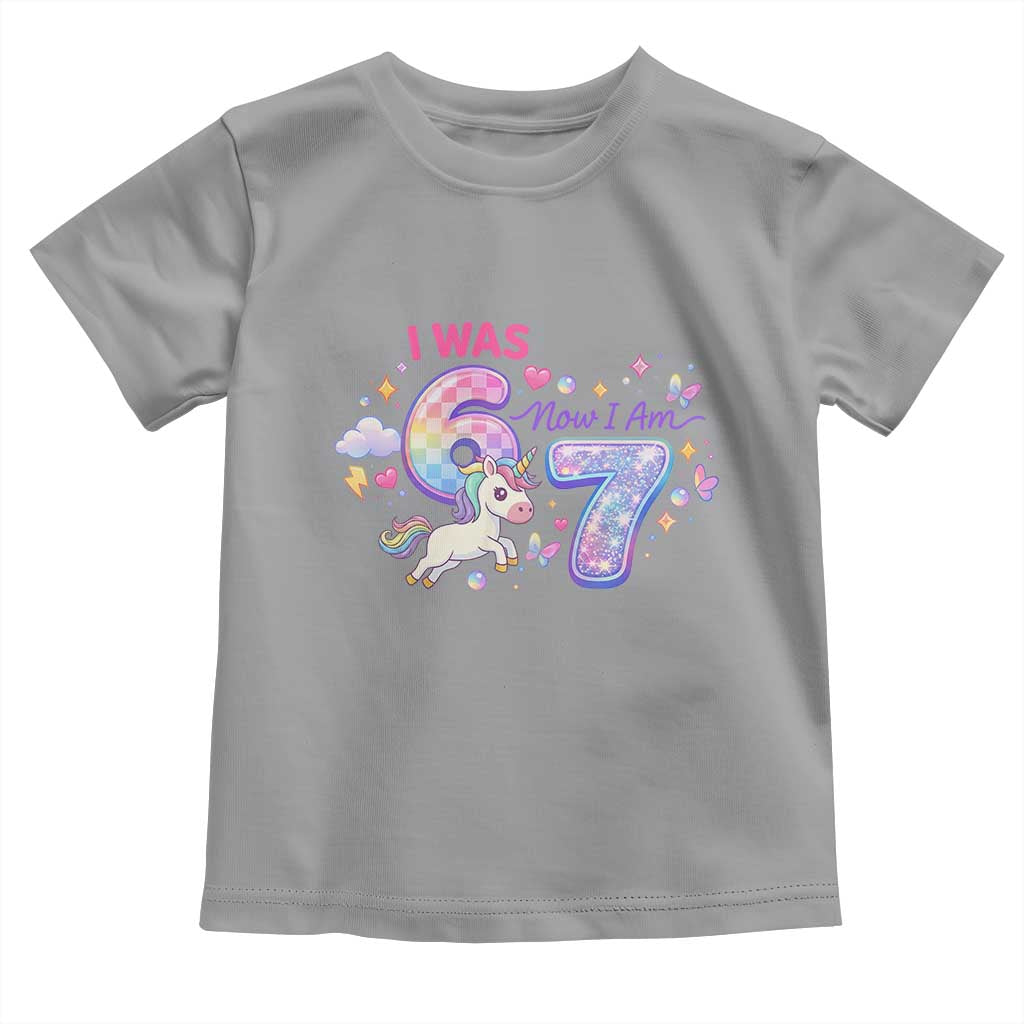 I Was 6 Now I Am 7 Toddler T Shirt Funny Birthday Alpha Kids TS12 Sport Gray Print Your Wear