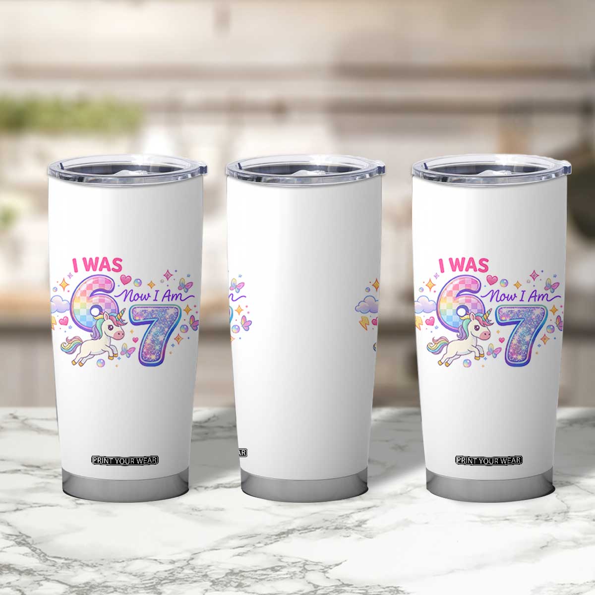 I Was 6 Now I Am 7 Tumbler Cup Funny Birthday Alpha Kids TS12 Print Your Wear