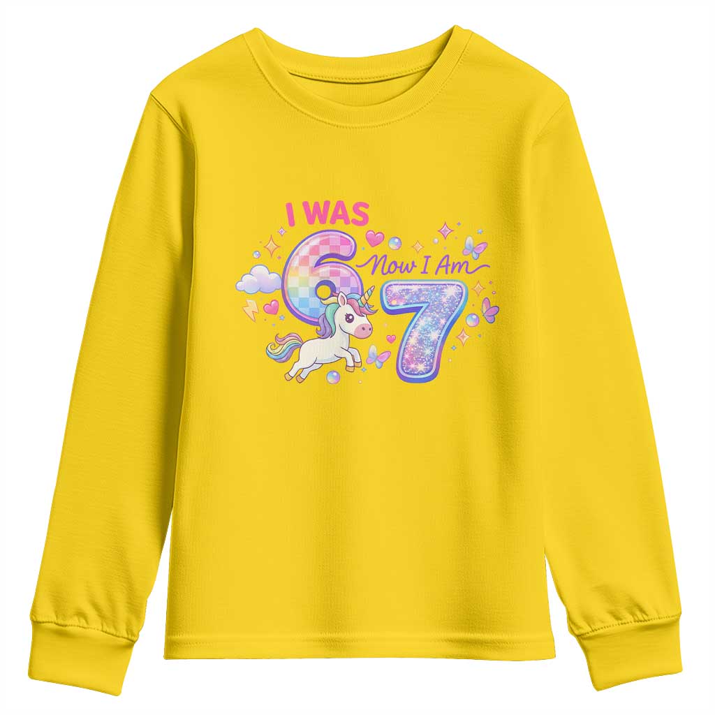 I Was 6 Now I Am 7 Youth Sweatshirt Funny Birthday Alpha Kids TS12 Daisy Print Your Wear