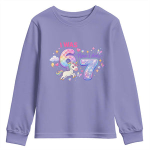 I Was 6 Now I Am 7 Youth Sweatshirt Funny Birthday Alpha Kids TS12 Violet Print Your Wear