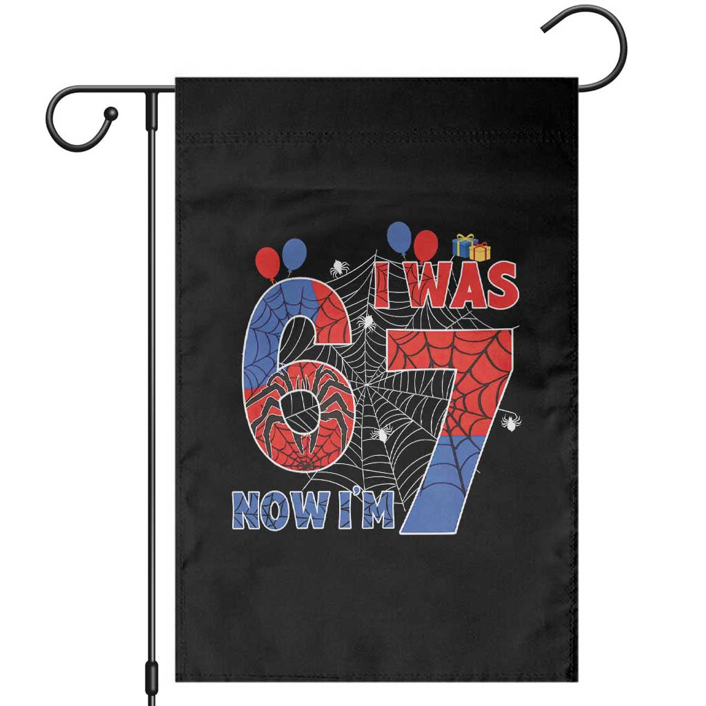 I Was 6 Now I Am 7 Garden Flag Funny Spider Birthday Boy TS12 Black Print Your Wear