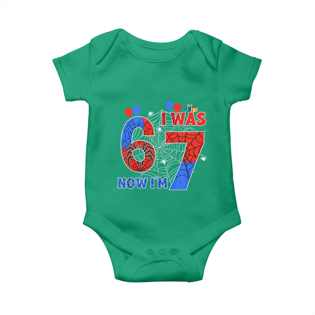 I Was 6 Now I Am 7 Baby Onesie Funny Spider Birthday Boy TS12 Irish Green Print Your Wear