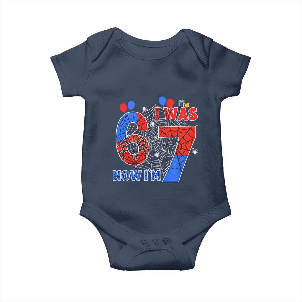 I Was 6 Now I Am 7 Baby Onesie Funny Spider Birthday Boy TS12 Navy Print Your Wear