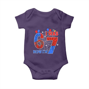 I Was 6 Now I Am 7 Baby Onesie Funny Spider Birthday Boy TS12 Purple Print Your Wear