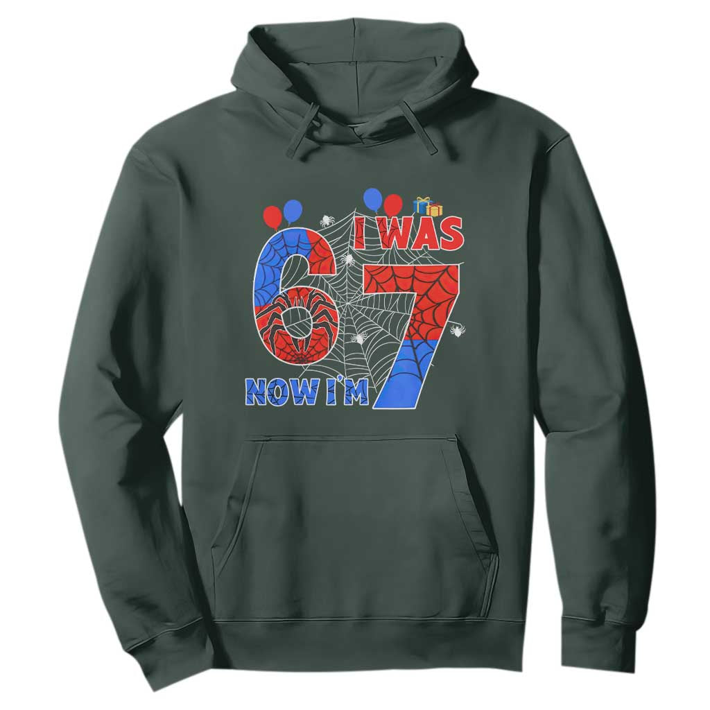 I Was 6 Now I Am 7 Hoodie Funny Spider Birthday Boy TS12 Dark Forest Green Print Your Wear