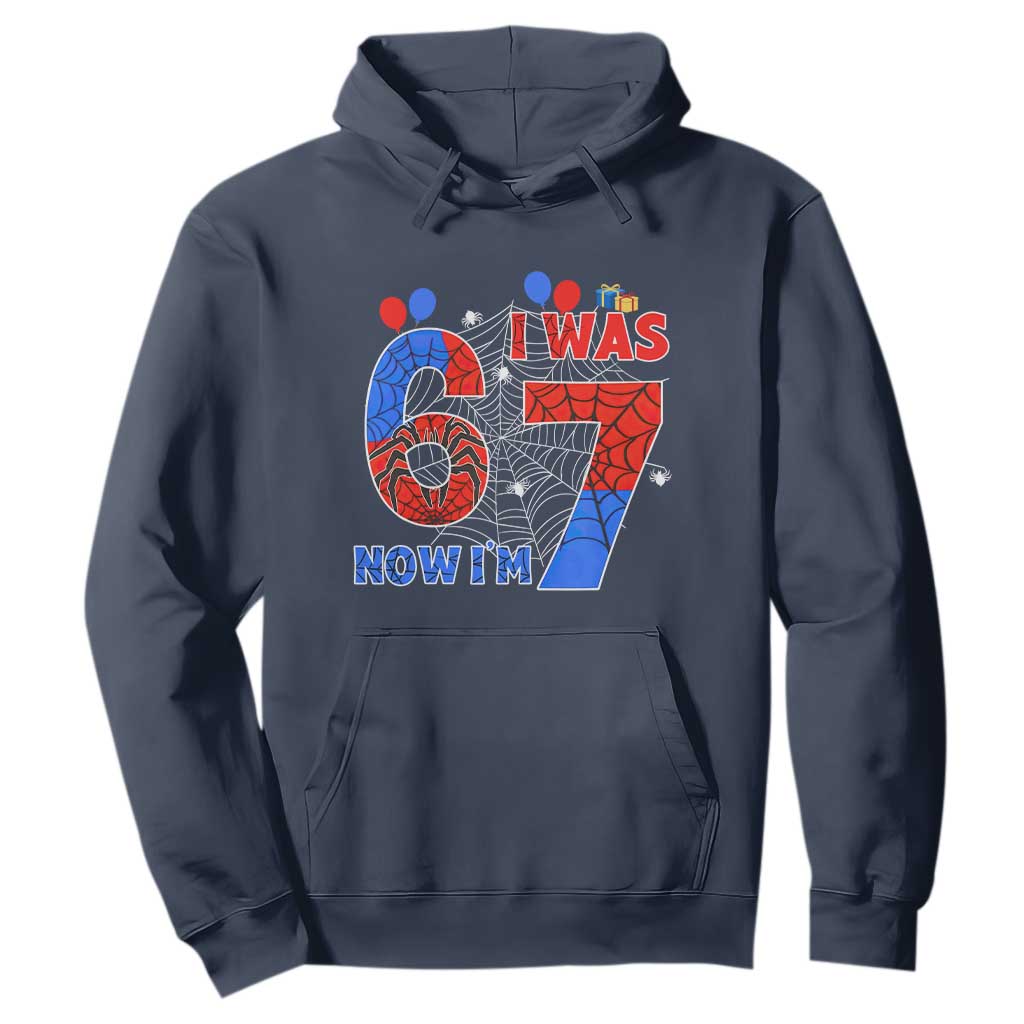 I Was 6 Now I Am 7 Hoodie Funny Spider Birthday Boy TS12 Navy Print Your Wear
