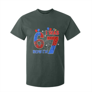I Was 6 Now I Am 7 T Shirt For Kid Funny Spider Birthday Boy TS12 Dark Forest Green Print Your Wear