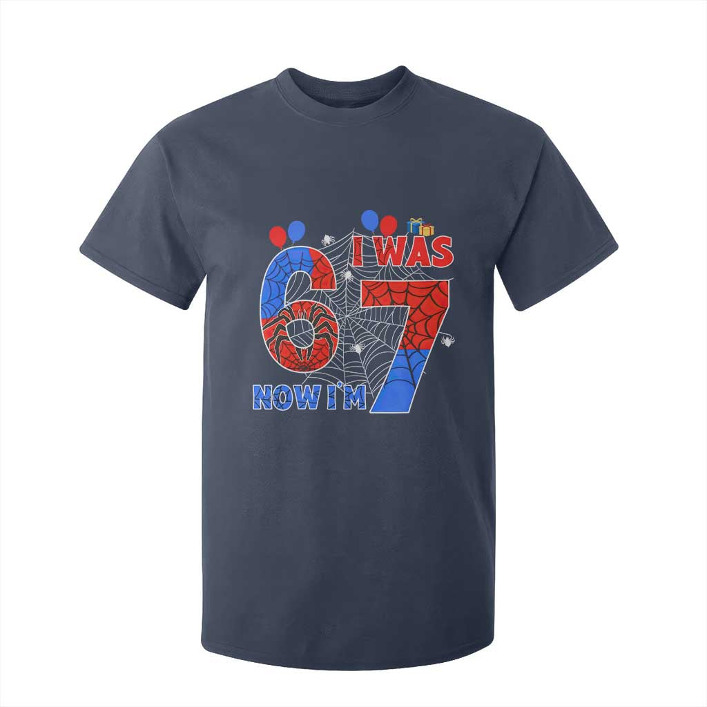 I Was 6 Now I Am 7 T Shirt For Kid Funny Spider Birthday Boy TS12 Navy Print Your Wear