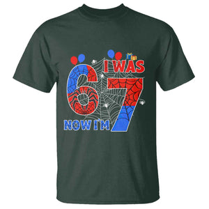 I Was 6 Now I Am 7 T Shirt Funny Spider Birthday Boy TS12 Dark Forest Green Print Your Wear