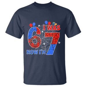 I Was 6 Now I Am 7 T Shirt Funny Spider Birthday Boy TS12 Navy Print Your Wear