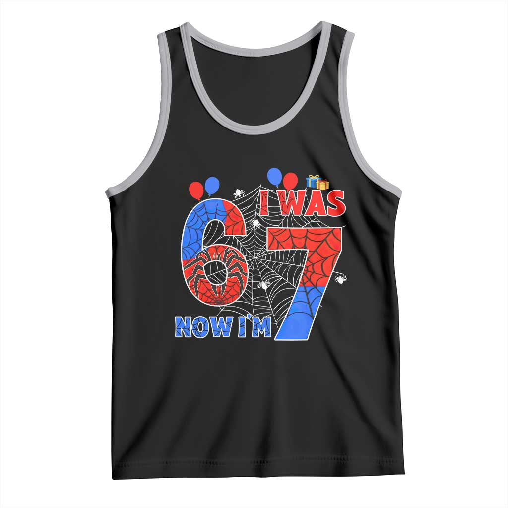 I Was 6 Now I Am 7 Tank Top Funny Spider Birthday Boy TS12 Black Athletic Heather Print Your Wear