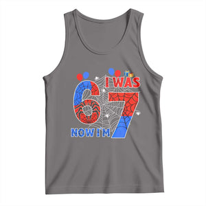 I Was 6 Now I Am 7 Tank Top Funny Spider Birthday Boy TS12 Deep Heather Print Your Wear