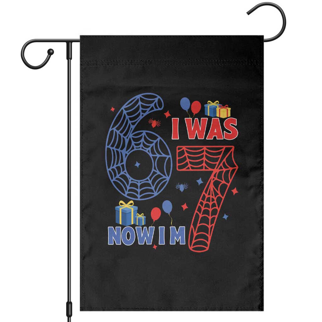 Spider Boy I Was 6 Now I Am 7 Garden Flag Seventh Birthday Gift TS12 Black Print Your Wear