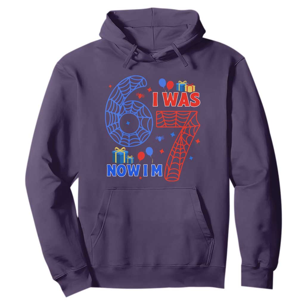 Spider Boy I Was 6 Now I Am 7 Hoodie Seventh Birthday Gift TS12 Purple Print Your Wear