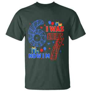 Spider Boy I Was 6 Now I Am 7 T Shirt Seventh Birthday Gift TS12 Dark Forest Green Print Your Wear