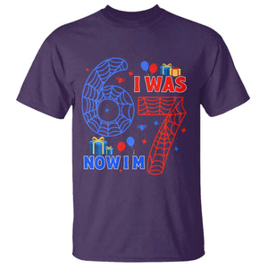 Spider Boy I Was 6 Now I Am 7 T Shirt Seventh Birthday Gift TS12 Purple Print Your Wear