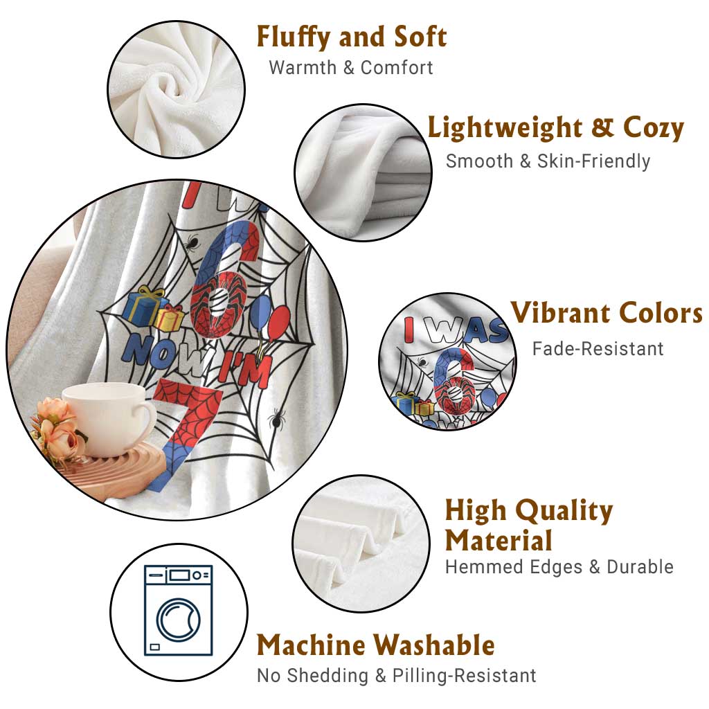 I Was 6 Now I Am 7 Throw Blanket Spider Themed Birthday Boy TS12 Print Your Wear