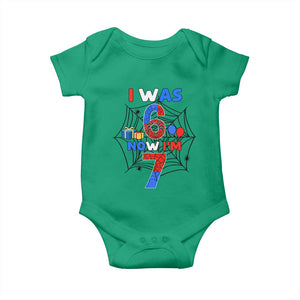 I Was 6 Now I Am 7 Baby Onesie Spider Themed Birthday Boy TS12 Irish Green Print Your Wear