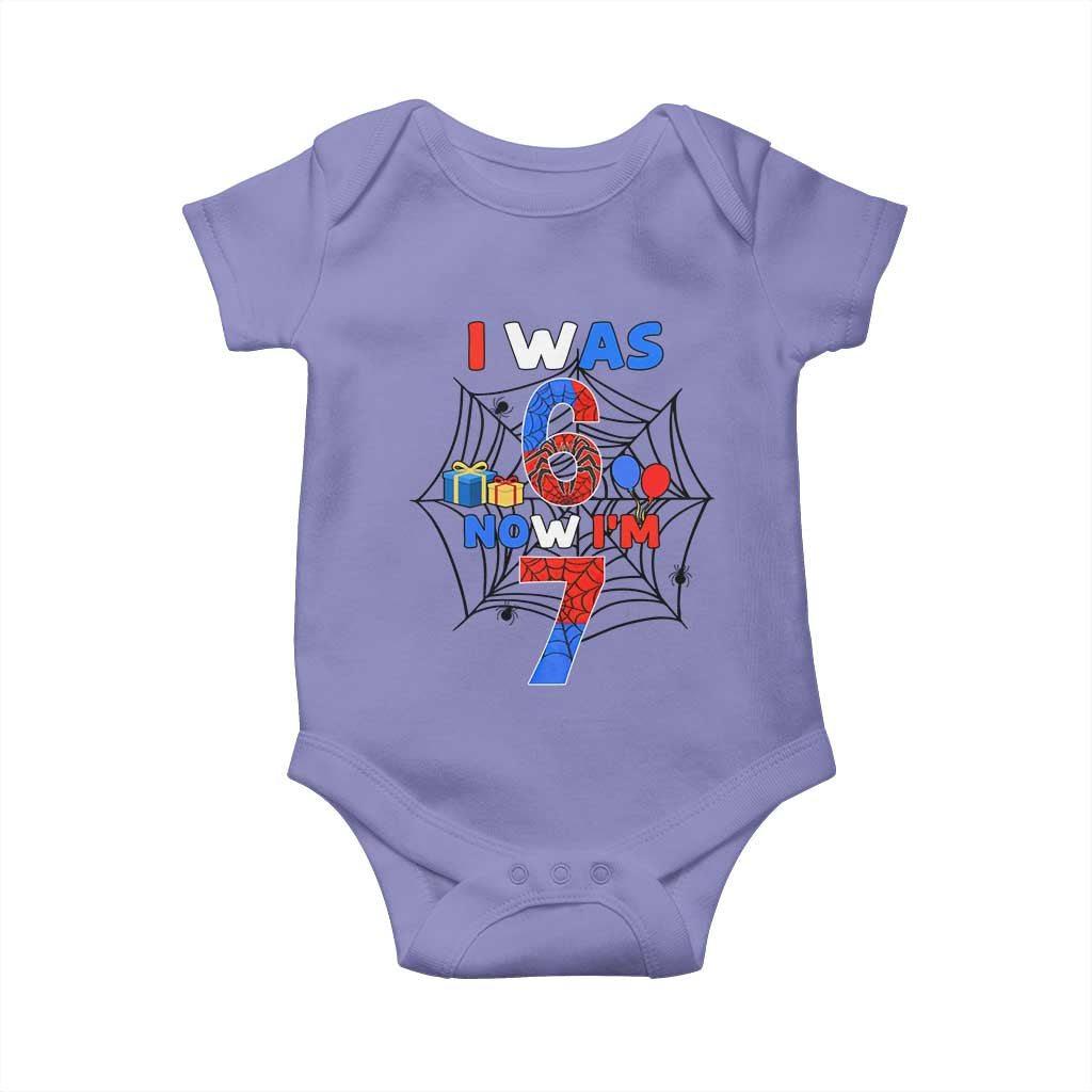 I Was 6 Now I Am 7 Baby Onesie Spider Themed Birthday Boy TS12 Violet Print Your Wear