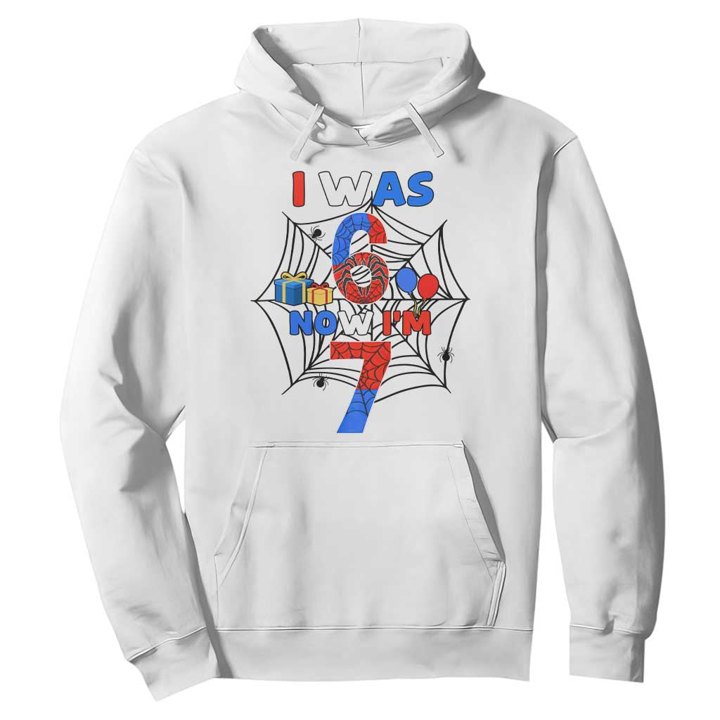 I Was 6 Now I Am 7 Hoodie Spider Themed Birthday Boy TS12 White Print Your Wear
