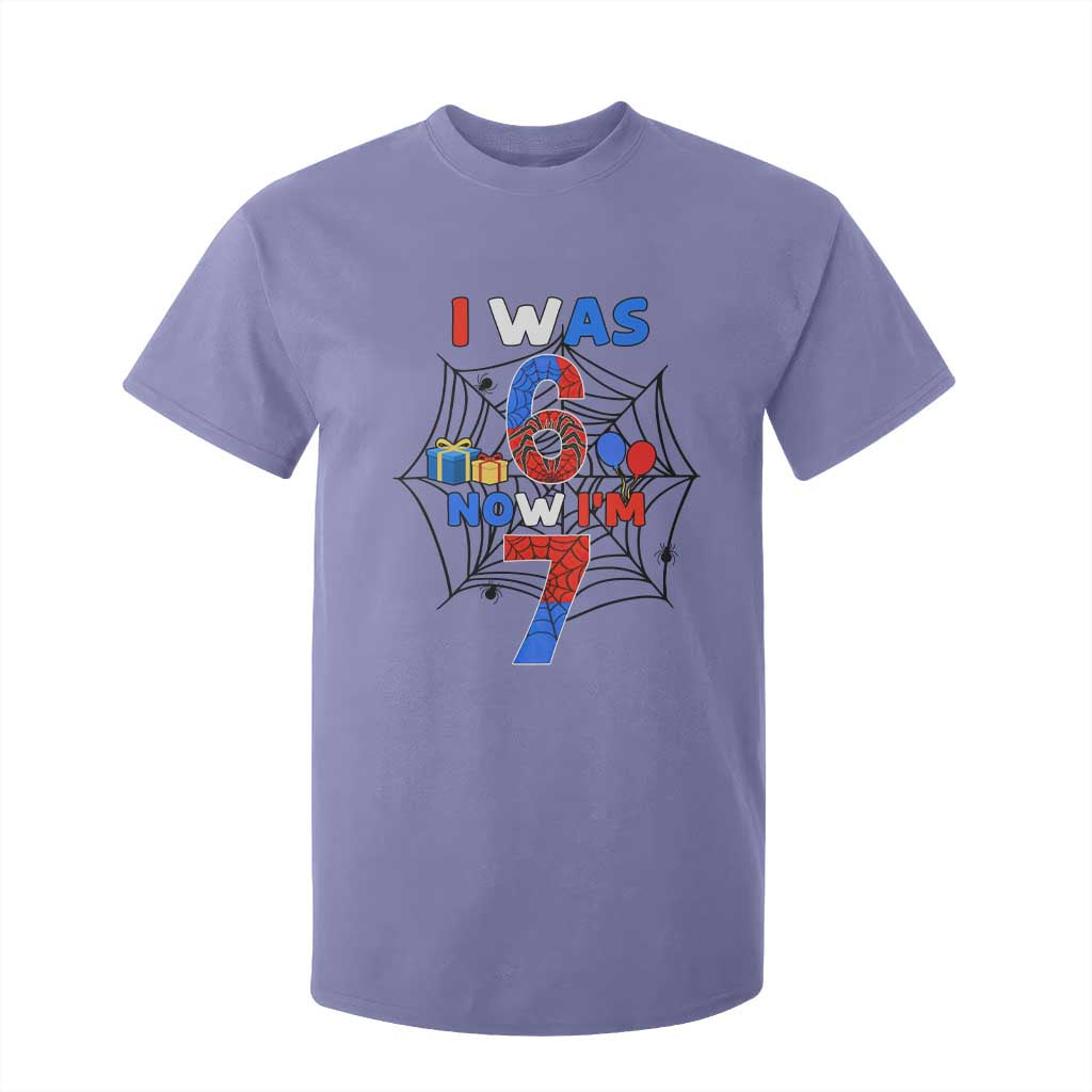 I Was 6 Now I Am 7 T Shirt For Kid Spider Themed Birthday Boy TS12 Violet Print Your Wear