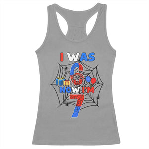 I Was 6 Now I Am 7 Racerback Tank Top Spider Themed Birthday Boy TS12 Sport Gray Print Your Wear