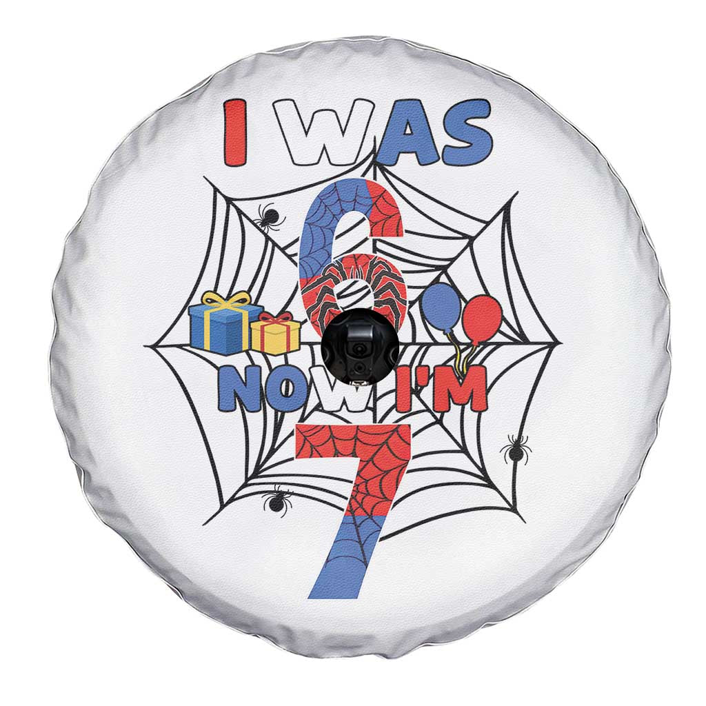 I Was 6 Now I Am 7 Spare Tire Cover Spider Themed Birthday Boy TS12 Print Your Wear