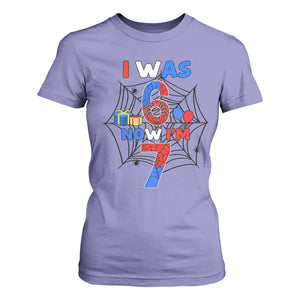 I Was 6 Now I Am 7 T Shirt For Women Spider Themed Birthday Boy TS12 Violet Print Your Wear
