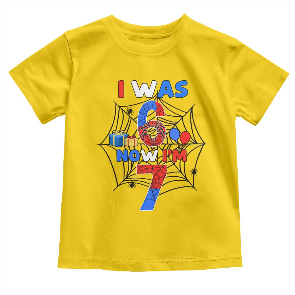 I Was 6 Now I Am 7 Toddler T Shirt Spider Themed Birthday Boy TS12 Daisy Print Your Wear
