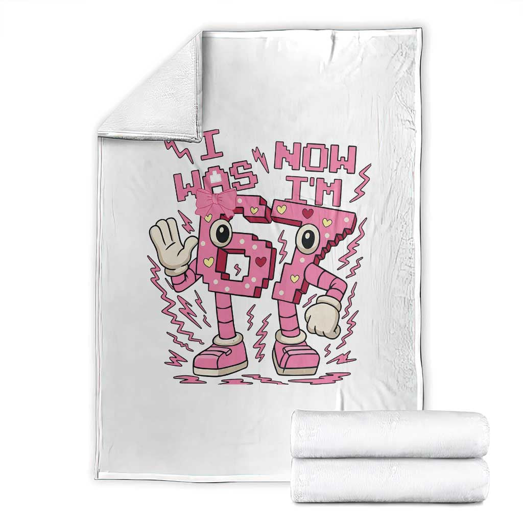 Seven Years Old Birthday Girl Throw Blanket I Was 6 Now I Am 7 TS12 Black Print Your Wear