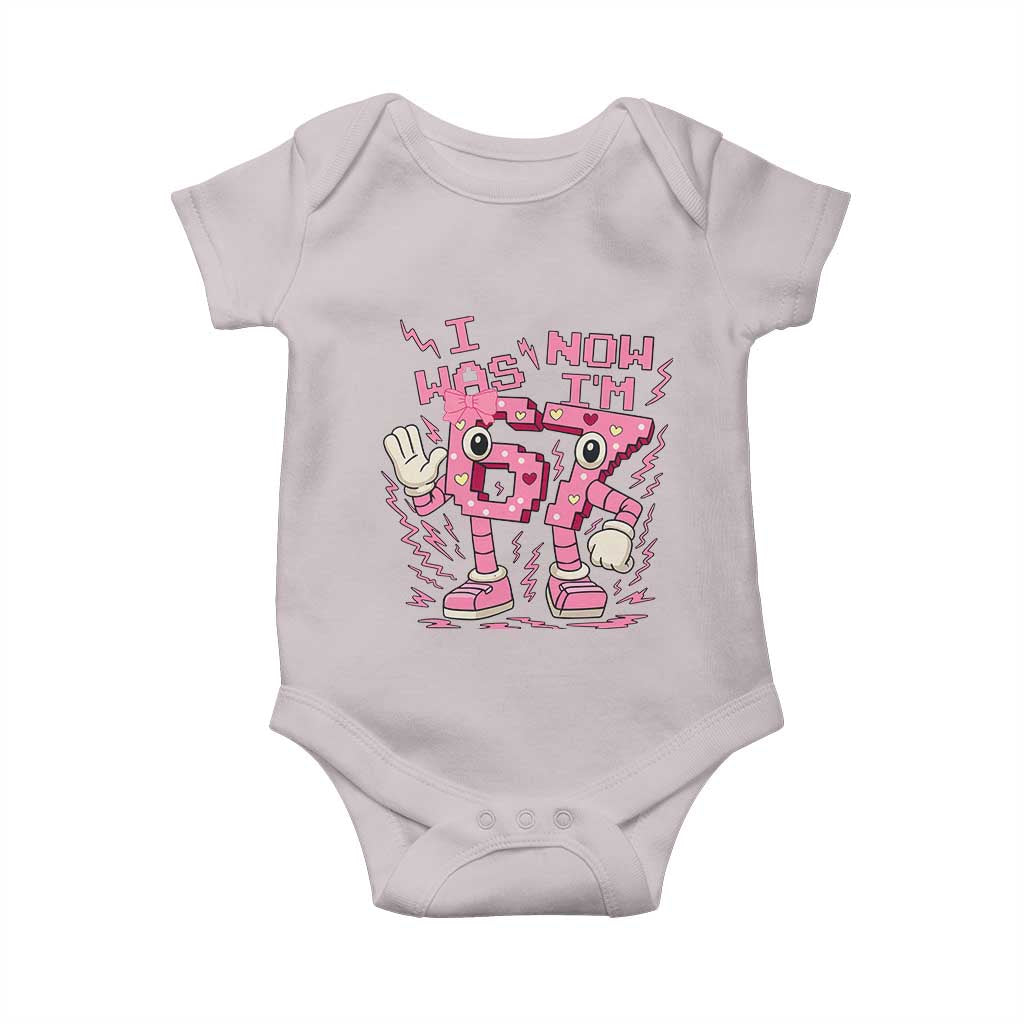 Seven Years Old Birthday Girl Baby Onesie I Was 6 Now I Am 7 TS12 Ice Gray Print Your Wear