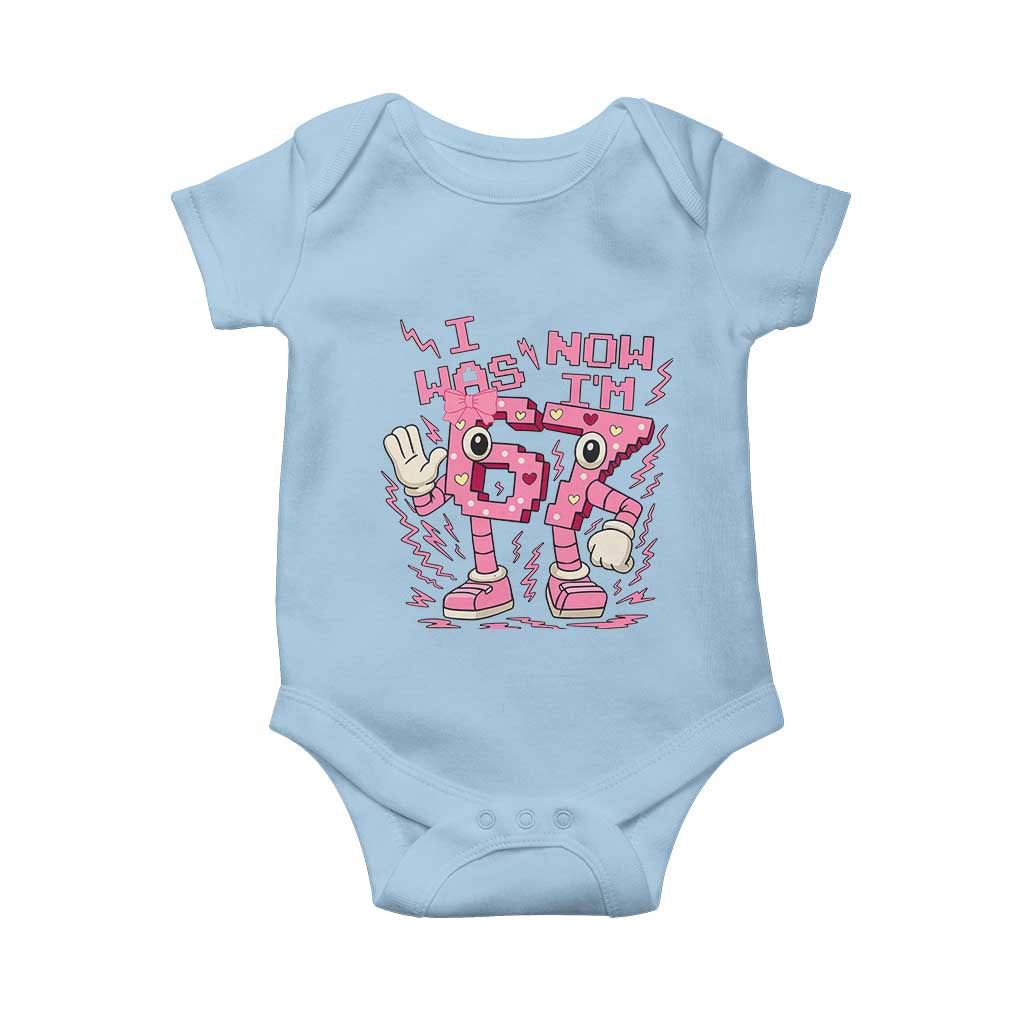 Seven Years Old Birthday Girl Baby Onesie I Was 6 Now I Am 7 TS12 Light Blue Print Your Wear