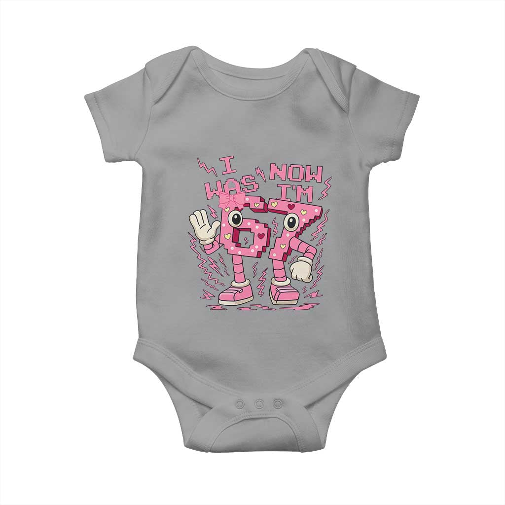 Seven Years Old Birthday Girl Baby Onesie I Was 6 Now I Am 7 TS12 Sport Gray Print Your Wear