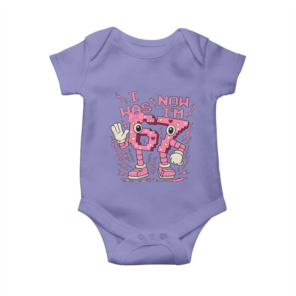 Seven Years Old Birthday Girl Baby Onesie I Was 6 Now I Am 7 TS12 Violet Print Your Wear